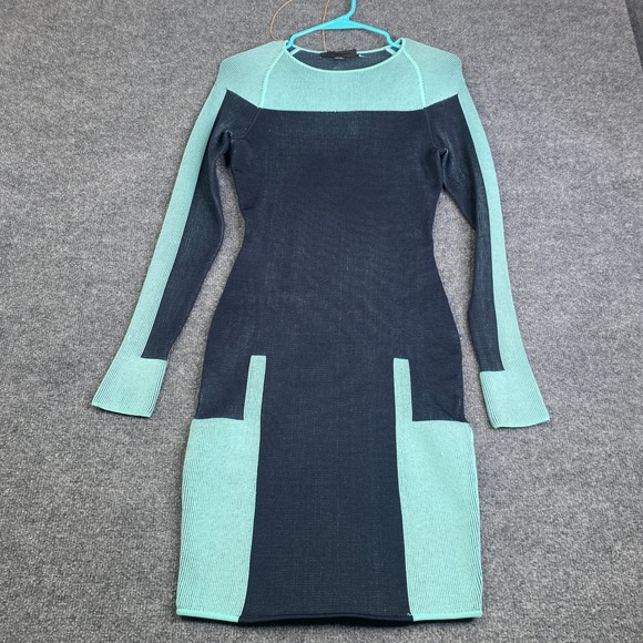Alexander Wang Dresses & Skirts - Alexander Wang Womens Knit Colorblock Bodycon Dress Navy Blue Mint Green Small